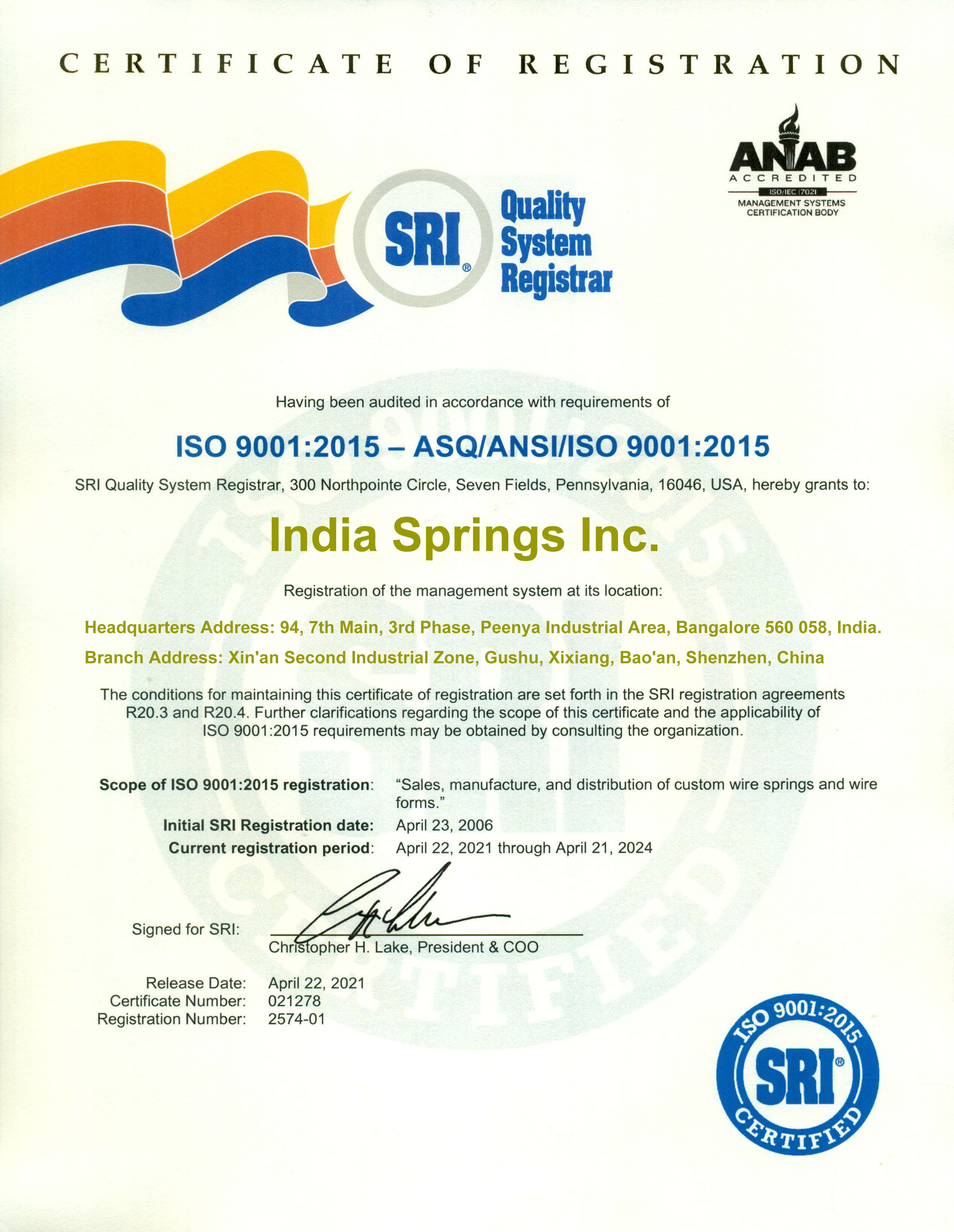 ISO 9001:2015 Certification